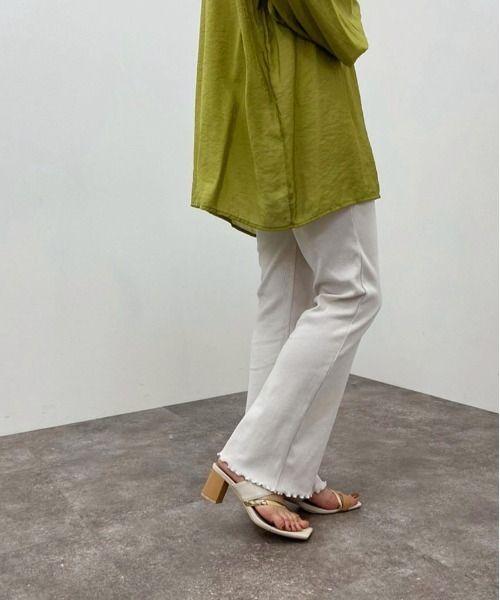 apres jour mignon（アプレジュールミニョン）の「カラーリブフレアパンツ 【ZOZOTOWN限定アイテム】（その他パンツ・レディース・グリーン/アイボリー/ピンク/オレンジ・MEDIUM/SMALL/X-LARGE）」の14枚目の写真