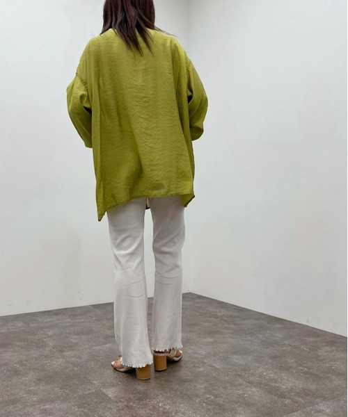 apres jour mignon（アプレジュールミニョン）の「カラーリブフレアパンツ 【ZOZOTOWN限定アイテム】（その他パンツ・レディース・グリーン/アイボリー/ピンク/オレンジ・MEDIUM/SMALL/X-LARGE）」の5枚目の写真