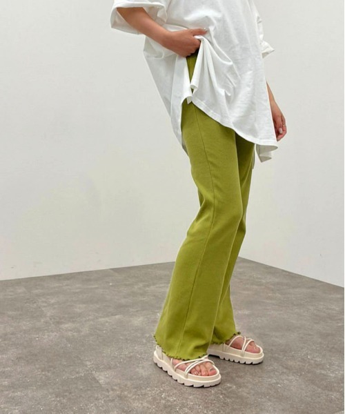 apres jour mignon（アプレジュールミニョン）の「カラーリブフレアパンツ 【ZOZOTOWN限定アイテム】（その他パンツ・レディース・グリーン/アイボリー/ピンク/オレンジ・MEDIUM/SMALL/X-LARGE）」の19枚目の写真