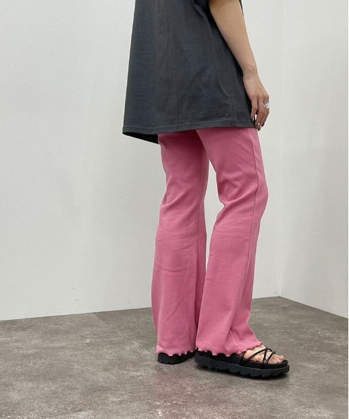 apres jour mignon（アプレジュールミニョン）の「カラーリブフレアパンツ 【ZOZOTOWN限定アイテム】（その他パンツ・レディース・グリーン/アイボリー/ピンク/オレンジ・MEDIUM/SMALL/X-LARGE）」の11枚目の写真