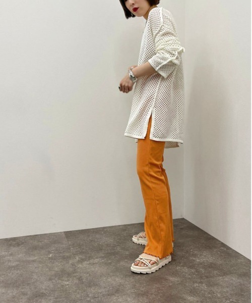 apres jour mignon（アプレジュールミニョン）の「カラーリブフレアパンツ 【ZOZOTOWN限定アイテム】（その他パンツ・レディース・グリーン/アイボリー/ピンク/オレンジ・MEDIUM/SMALL/X-LARGE）」の12枚目の写真