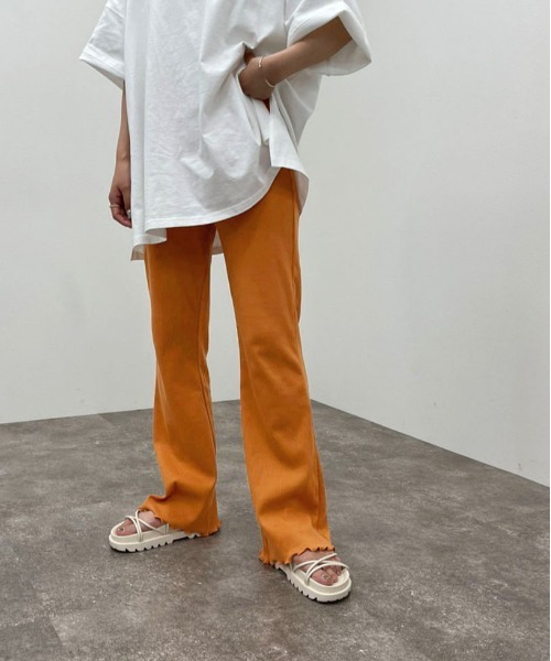 apres jour mignon（アプレジュールミニョン）の「カラーリブフレアパンツ 【ZOZOTOWN限定アイテム】（その他パンツ・レディース・グリーン/アイボリー/ピンク/オレンジ・MEDIUM/SMALL/X-LARGE）」の21枚目の写真