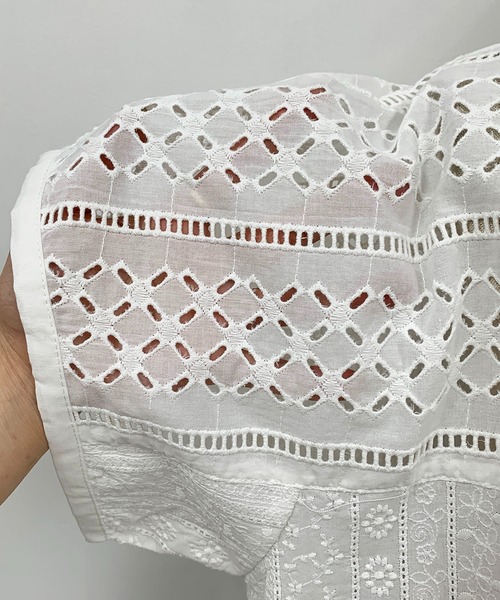 PICCIN(ピッチン)の「ブロイダーレースブラウス(シャツ/ブラウス・レディース・ホワイト/ブラック・M)」の19枚目の写真