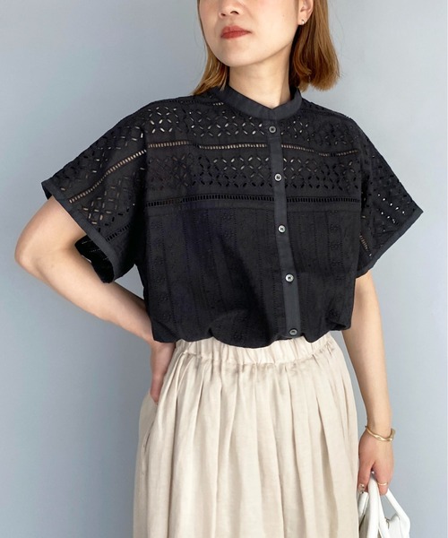 PICCIN(ピッチン)の「ブロイダーレースブラウス(シャツ/ブラウス・レディース・ホワイト/ブラック・M)」の20枚目の写真