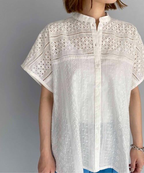 PICCIN(ピッチン)の「ブロイダーレースブラウス(シャツ/ブラウス・レディース・ホワイト/ブラック・M)」の9枚目の写真