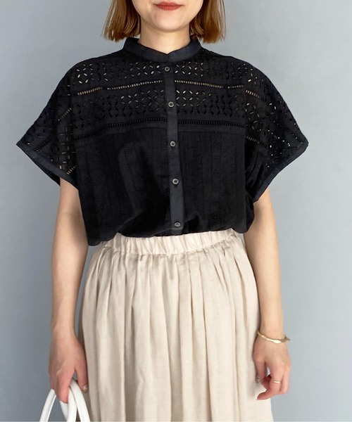 PICCIN(ピッチン)の「ブロイダーレースブラウス(シャツ/ブラウス・レディース・ホワイト/ブラック・M)」の7枚目の写真
