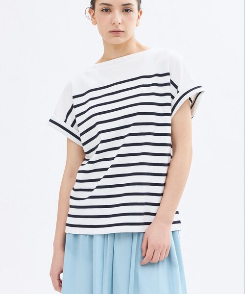 LA MARINE FRANCAISE（マリン フランセーズ）の「ロールアップスリーブPO（Tシャツ/カットソー・レディース・ホワイト/ブラック・F）」の2枚目の写真