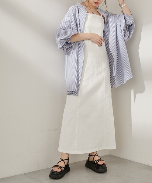 Chico(チコ)の「ストライプブロッキングシャツ(シャツ/ブラウス・レディース・ブラック/ミント/ピンク/ネイビー・FREE)」の16枚目の写真