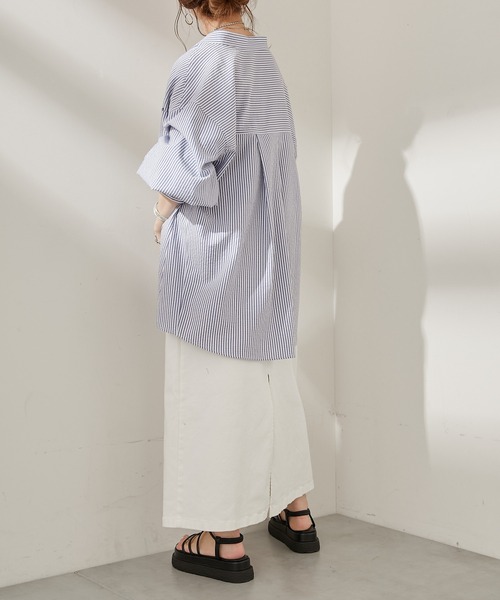 Chico(チコ)の「ストライプブロッキングシャツ(シャツ/ブラウス・レディース・ブラック/ミント/ピンク/ネイビー・FREE)」の18枚目の写真