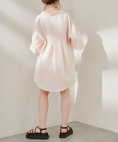 Chico(チコ)の「ストライプブロッキングシャツ(シャツ/ブラウス・レディース・ブラック/ミント/ピンク/ネイビー・FREE)」の12枚目の写真