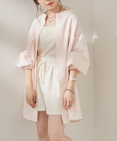 Chico(チコ)の「ストライプブロッキングシャツ(シャツ/ブラウス・レディース・ブラック/ミント/ピンク/ネイビー・FREE)」の13枚目の写真