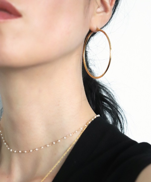 MIXTO(ミスト)の「ステンレス フープピアス(ピアス(両耳用)・レディース・シルバー/ゴールド・ONE SIZE)」の11枚目の写真