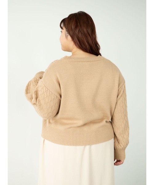 SLURR(スラ―)の「【大きいサイズ】フラワーモチーフニット(ニット/セーター・レディース・ベージュ/アイボリー・L)」の5枚目の写真