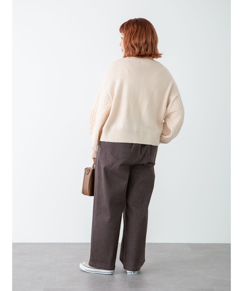 SLURR(スラ―)の「【大きいサイズ】フラワーモチーフニット(ニット/セーター・レディース・ベージュ/アイボリー・L)」の22枚目の写真