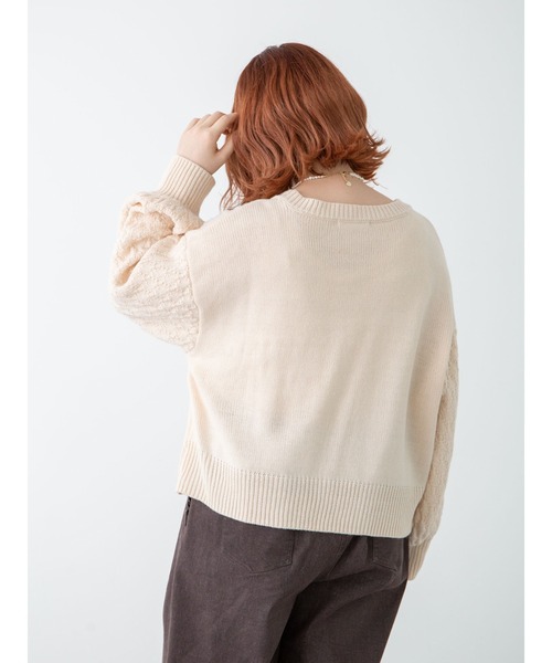 SLURR(スラ―)の「【大きいサイズ】フラワーモチーフニット(ニット/セーター・レディース・ベージュ/アイボリー・L)」の20枚目の写真