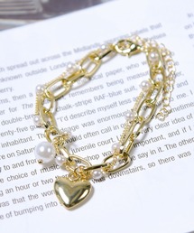 CALIFORNIA OUTFITTERS（カリフォルニア アウトフィッターズ）の「【LULKA（ルールカ）】2連チェーンシルバーハートブレスレット（ブレスレット・メンズ）」