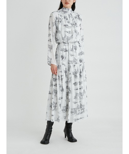 Mila Owen（ミラオーウェン）の「バックボウタイブラウジングワンピース（ワンピース・レディース・ピンク/ドット/ホワイト・0/1）」の6枚目の写真