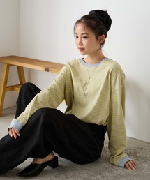 スリーブタッククロップドロングTシャツ クロップド丈カットソー