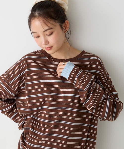 forksy.(フォルクシー)の「【forksy.】<エブリデイシリーズ>配色リブオーバーサイズカットソー/ボーダー・無地(Tシャツ/カットソー・レディース・ブラック/ダークブラウン/オレンジ/ブルー/グリーン/アイボリー/ピンク系その他/ホワイト×ブラック/ケリーグリーン/イエロー/ロイヤルブルー/ピンク/グリーン系その他/ライトグレー/グリーン系その他2/ミント/オフホワイト/ブルー系その他/ライム/レッド/ピンク系その他2/ダークネイビー/グリーン系その他3/キナリ/アイボリー系/ライトベージュ/ブラック系その他/ブラック系その他2/グレー/ネイビー系/ブラック系その他3/チャコール/グレー系その他/ブラック系その他4/レッド系その他/ターメリック/アイボリー系1/ネイビー系3/ネイビー系2/ネイビー系1/ベージュ/チャコールグレー/ホワイト系2/グレー系2/ピンク系2/レッド系2/イエロー系2/ブラウン/ネイビー系4・FREE)」の18枚目の写真