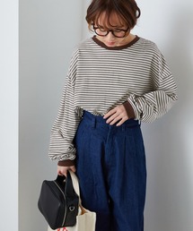 forksy. | 【forksy.】配色リブオーバーサイズボーダーカットソー(Tシャツ/カットソー)