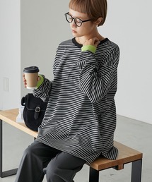 forksy.（フォルクシー）の「【forksy.】配色リブオーバーサイズカットソー/ボーダー・無地（Tシャツ/カットソー）」