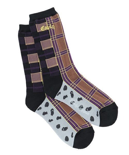 Candy Stripper（キャンディストリッパー）の「CANDY PATCHWORK SOCKS（ソックス/靴下・レディース・ブラウン/グレー/レッド・FREE）」の4枚目の写真
