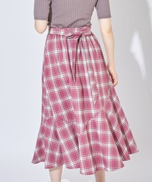 tocco closet | ウエストリボン付きチェック柄切り替えフレアスカート(スカート)
