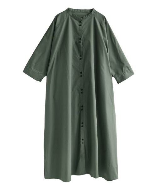 zootie（ズーティー）の「プレーンシャツ [ラグランスリーブ ワンピース]（シャツワンピース・レディース・ネイビー/ダークオリーブ/キャメル・フリー）」の4枚目の写真