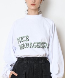 SUPERTHANKS | モックネック プリント ラグラン ロングTシャツビッグシルエットロンT(ユニセックス)(Tシャツ/カットソー)