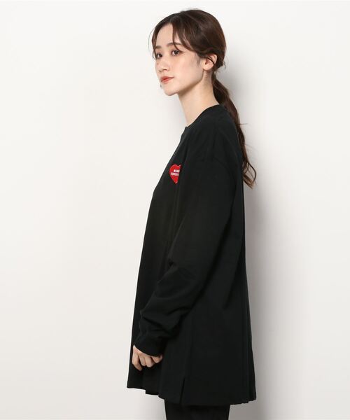 Mark Gonzales（マーク・ゴンザレス）の「【ムラサキスポーツ別注】MarkGonzales/マークゴンザレス  ビッグシルエット  ワンポイントハートロゴロンT   MGLD-014（Tシャツ/カットソー・レディース・ホワイト/グリーン・FREE）」の4枚目の写真