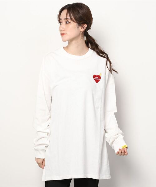 Mark Gonzales(マーク・ゴンザレス)の「【ムラサキスポーツ別注】MarkGonzales/マークゴンザレス ビッグシルエット ワンポイントハートロゴロンT MGLD-014(Tシャツ/カットソー・レディース・ホワイト/グリーン・FREE)」の13枚目の写真