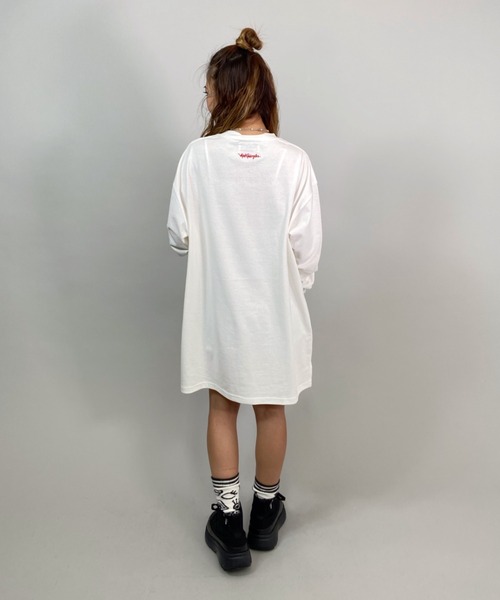 Mark Gonzales(マーク・ゴンザレス)の「【ムラサキスポーツ別注】MarkGonzales/マークゴンザレス ビッグシルエット ワンポイントハートロゴロンT MGLD-014(Tシャツ/カットソー・レディース・ホワイト/グリーン・FREE)」の9枚目の写真