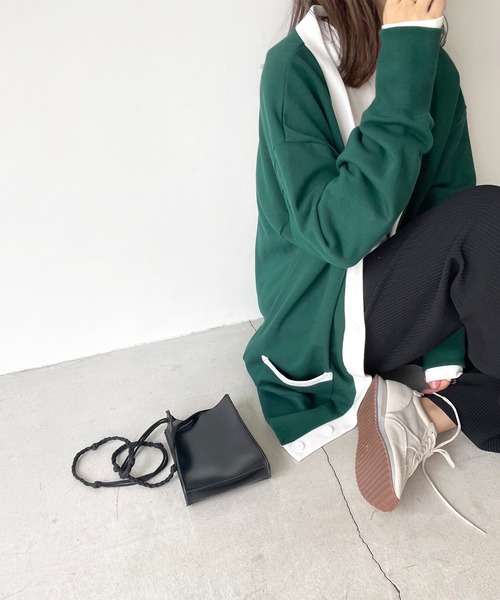 CANAL JEAN（キャナルジーン）の「RED CHOP WORKS(レッドチョップワークス) 裏毛スウェットカーディガン（カーディガン/ボレロ・レディース・ホワイト/グリーン・38）」の4枚目の写真