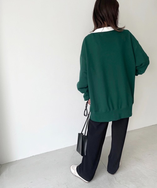 CANAL JEAN（キャナルジーン）の「RED CHOP WORKS(レッドチョップワークス) 裏毛スウェットカーディガン（カーディガン/ボレロ・レディース・ホワイト/グリーン・38）」の9枚目の写真