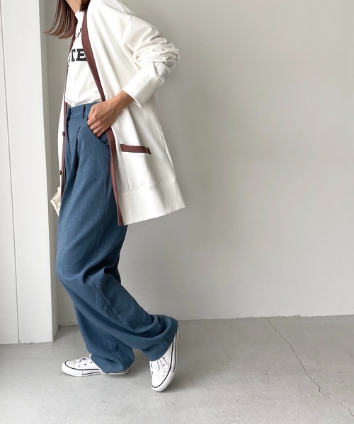 CANAL JEAN（キャナルジーン）の「RED CHOP WORKS(レッドチョップワークス) 裏毛スウェットカーディガン（カーディガン/ボレロ・レディース・ホワイト/グリーン・38）」の5枚目の写真