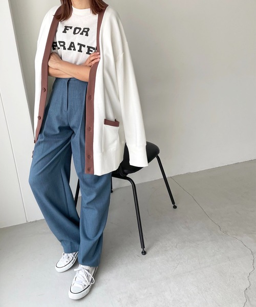 CANAL JEAN（キャナルジーン）の「RED CHOP WORKS(レッドチョップワークス) 裏毛スウェットカーディガン（カーディガン/ボレロ・レディース・ホワイト/グリーン・38）」の13枚目の写真