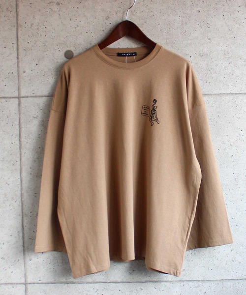 SHISKY(シスキー)の「ビッグシルエットロゴプリント9分袖カットソー(Tシャツ/カットソー・メンズ・ベージュ/オフホワイト/ミント/モカ/杢グレー/チャコール/ホワイト系/ベージュ系/グリーン系・M/L/XL)」の7枚目の写真