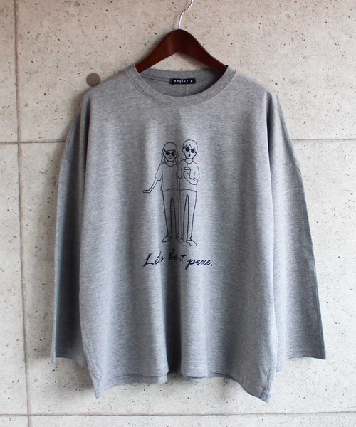 SHISKY(シスキー)の「ビッグシルエットロゴプリント9分袖カットソー(Tシャツ/カットソー・メンズ・ベージュ/オフホワイト/ミント/モカ/杢グレー/チャコール/ホワイト系/ベージュ系/グリーン系・M/L/XL)」の4枚目の写真