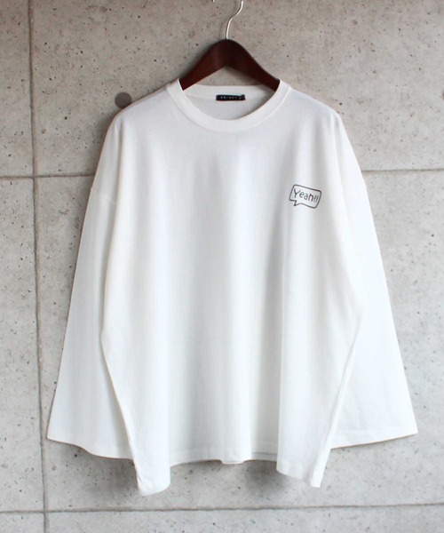 SHISKY(シスキー)の「ビッグシルエットロゴプリント9分袖カットソー(Tシャツ/カットソー・メンズ・ベージュ/オフホワイト/ミント/モカ/杢グレー/チャコール/ホワイト系/ベージュ系/グリーン系・M/L/XL)」の3枚目の写真