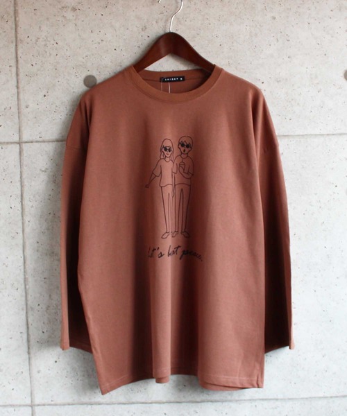 SHISKY(シスキー)の「ビッグシルエットロゴプリント9分袖カットソー(Tシャツ/カットソー・メンズ・ベージュ/オフホワイト/ミント/モカ/杢グレー/チャコール/ホワイト系/ベージュ系/グリーン系・M/L/XL)」の6枚目の写真