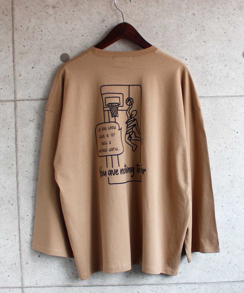 SHISKY(シスキー)の「ビッグシルエットロゴプリント9分袖カットソー(Tシャツ/カットソー・メンズ・ベージュ/オフホワイト/ミント/モカ/杢グレー/チャコール/ホワイト系/ベージュ系/グリーン系・M/L/XL)」の16枚目の写真