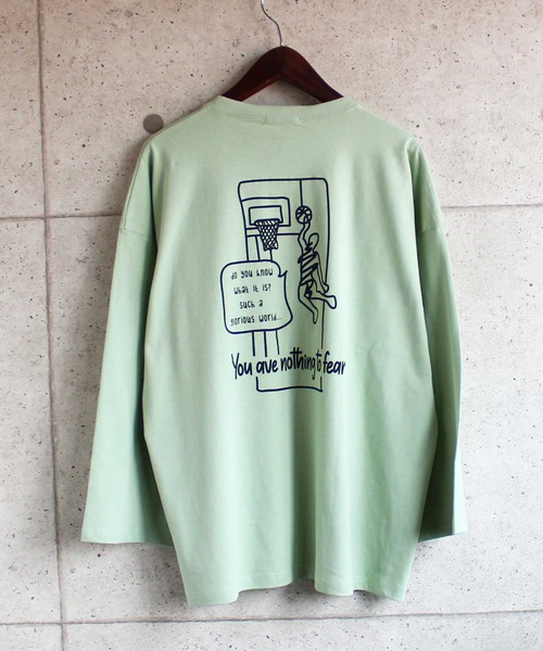 SHISKY(シスキー)の「ビッグシルエットロゴプリント9分袖カットソー(Tシャツ/カットソー・メンズ・ベージュ/オフホワイト/ミント/モカ/杢グレー/チャコール/ホワイト系/ベージュ系/グリーン系・M/L/XL)」の18枚目の写真