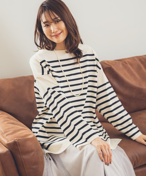 GLOBAL WORK（グローバルワーク）の「チュニックバスクボーダー/957058（Tシャツ/カットソー・レディース・ブラック/ネイビー/レッド・FREE）」の2枚目の写真