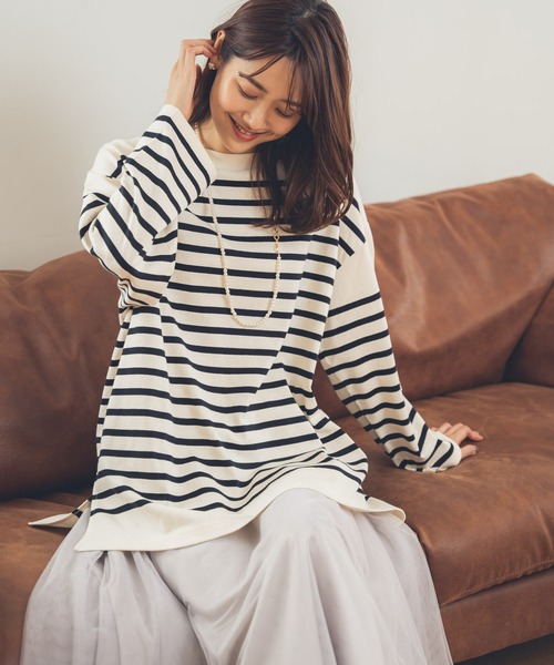 GLOBAL WORK（グローバルワーク）の「チュニックバスクボーダー/957058（Tシャツ/カットソー・レディース・ブラック/ネイビー/レッド・FREE）」の17枚目の写真