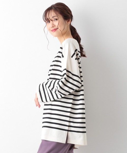 GLOBAL WORK（グローバルワーク）の「チュニックバスクボーダー/957058（Tシャツ/カットソー・レディース・ブラック/ネイビー/レッド・FREE）」の11枚目の写真