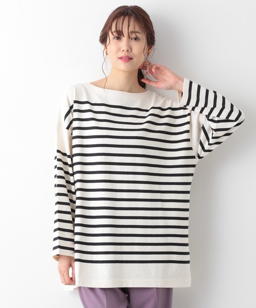 GLOBAL WORK（グローバルワーク）の「チュニックバスクボーダー/957058（Tシャツ/カットソー・レディース・ブラック/ネイビー/レッド・FREE）」の4枚目の写真