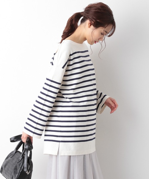 GLOBAL WORK（グローバルワーク）の「チュニックバスクボーダー/957058（Tシャツ/カットソー・レディース・ブラック/ネイビー/レッド・FREE）」の7枚目の写真