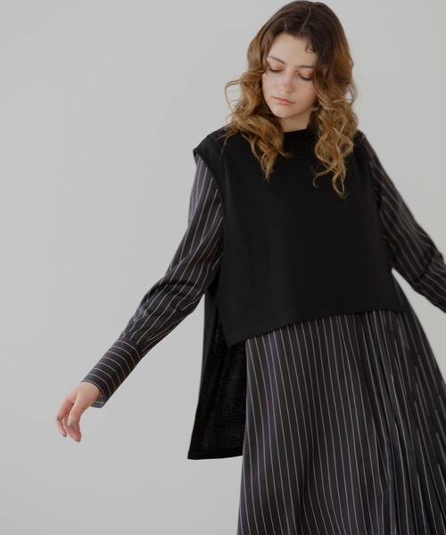 MIELI INVARIANT（ミエリインヴァリアント）の「Gilet Cover Shirt Dress（ワンピース・レディース・ホワイト/ブラック・FREE）」の11枚目の写真