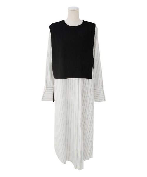 MIELI INVARIANT（ミエリインヴァリアント）の「Gilet Cover Shirt Dress（ワンピース・レディース・ホワイト/ブラック・FREE）」の14枚目の写真