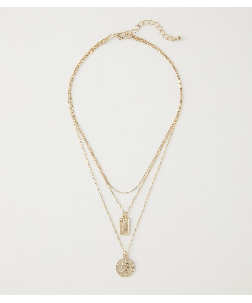 AZUL by moussy（アズールバイマウジー）の「COIN THREESTRAND NECKLACE / コインチャーム3連ネックレス
